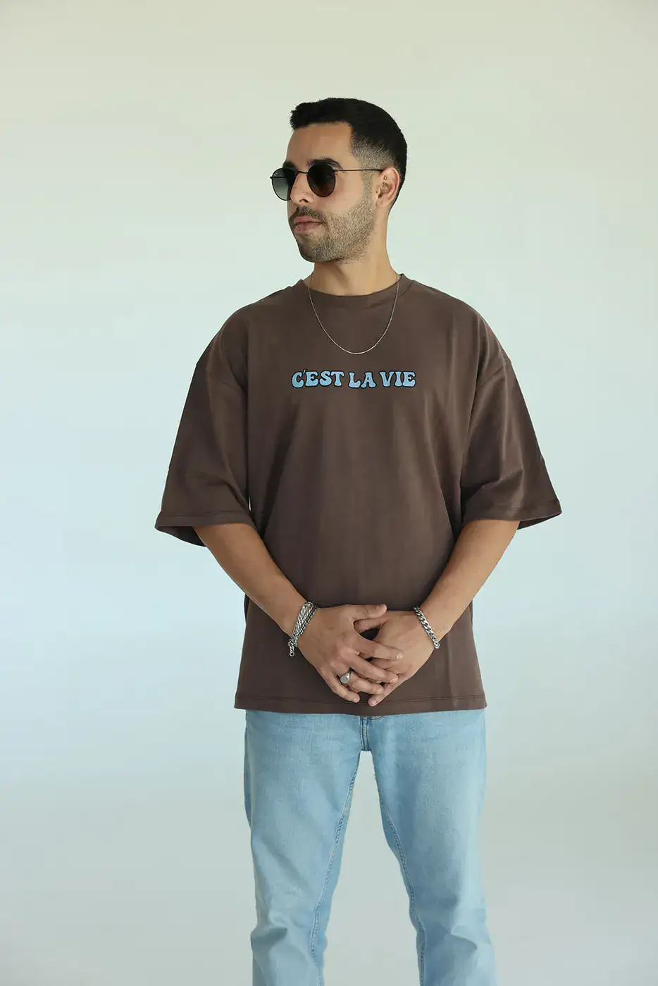 טישרט אוברסייז יוניסקס חום שוקולד