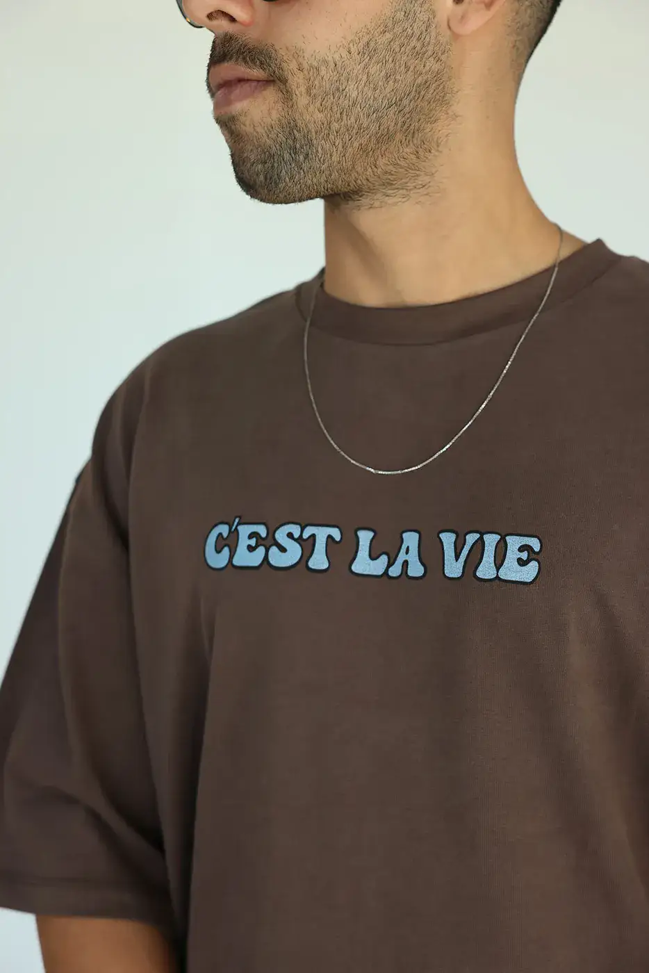 טישרט אוברסייז יוניסקס חום שוקולד