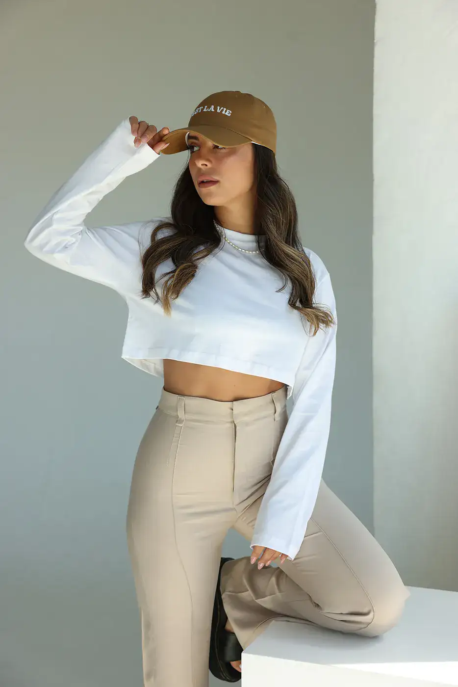 חולצת קרופ לבנה