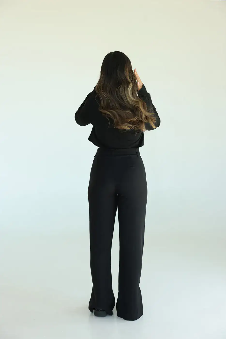 מכנס גבוה עם שסעים שחור