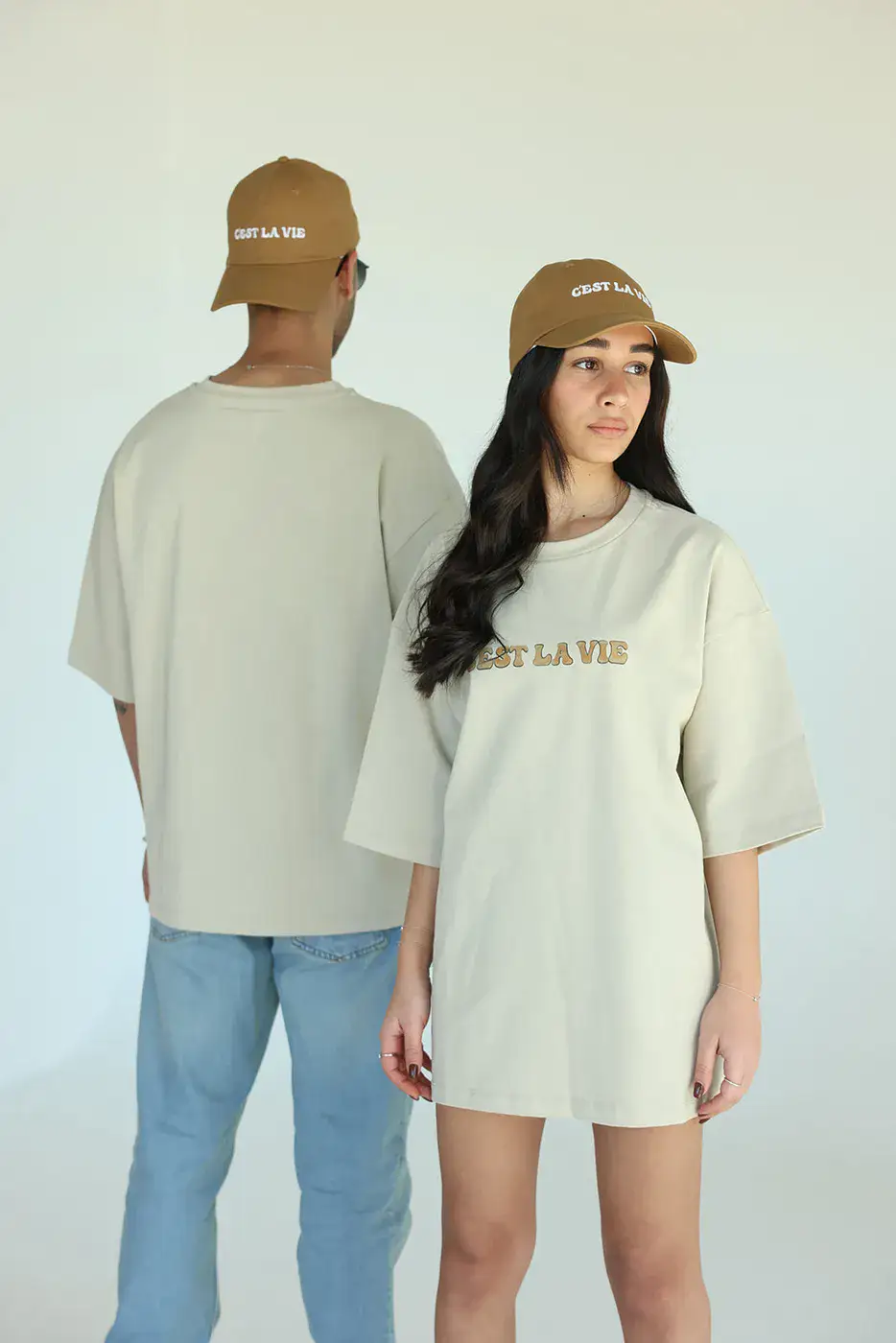 טישרט אוברסייז יוניסקס בז';