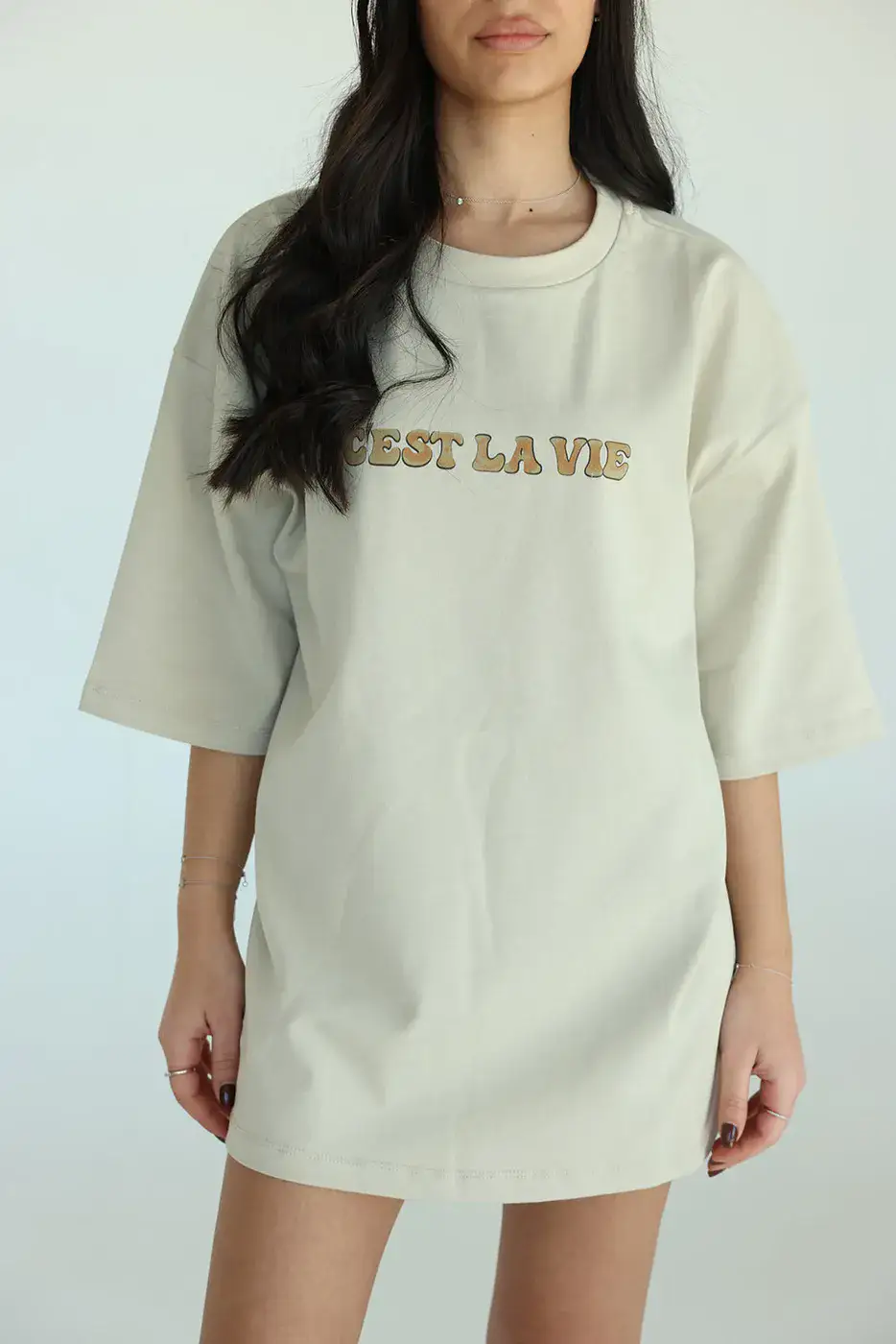 טישרט אוברסייז יוניסקס בז';