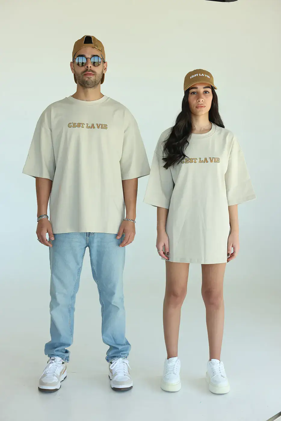 טישרט אוברסייז יוניסקס בז';