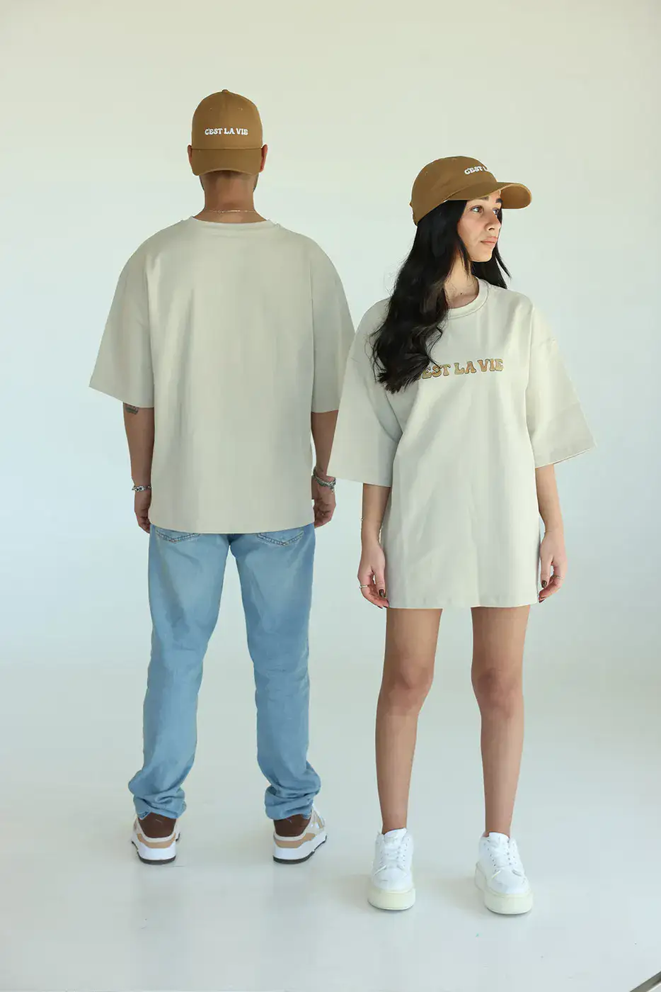 טישרט אוברסייז יוניסקס בז';