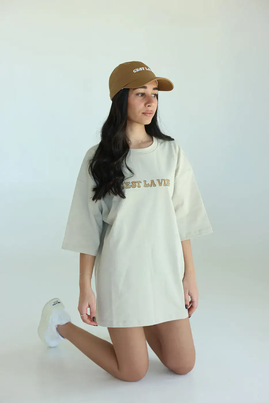 טישרט אוברסייז יוניסקס בז';