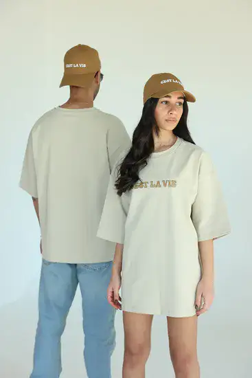 טישרט אוברסייז יוניסקס בז'